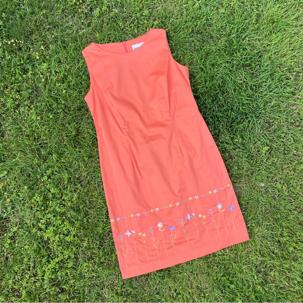 Vintage 90s Danny & Nicole Floral Embroidered Sleeveless Dress